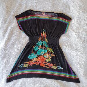 Y2k Bohemian Floral Embroidered Tunic Dress